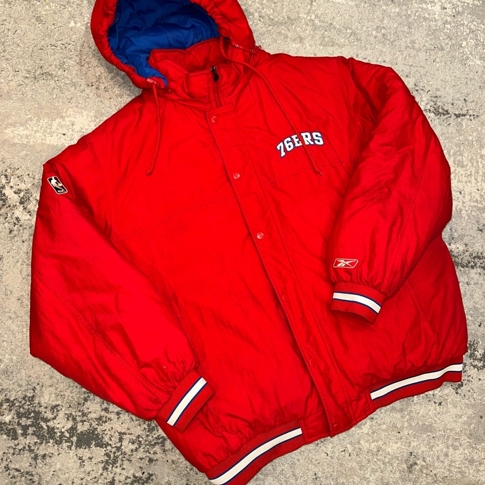 Red Hooded Puffer Jacket - Men's - Picture 13 of 13